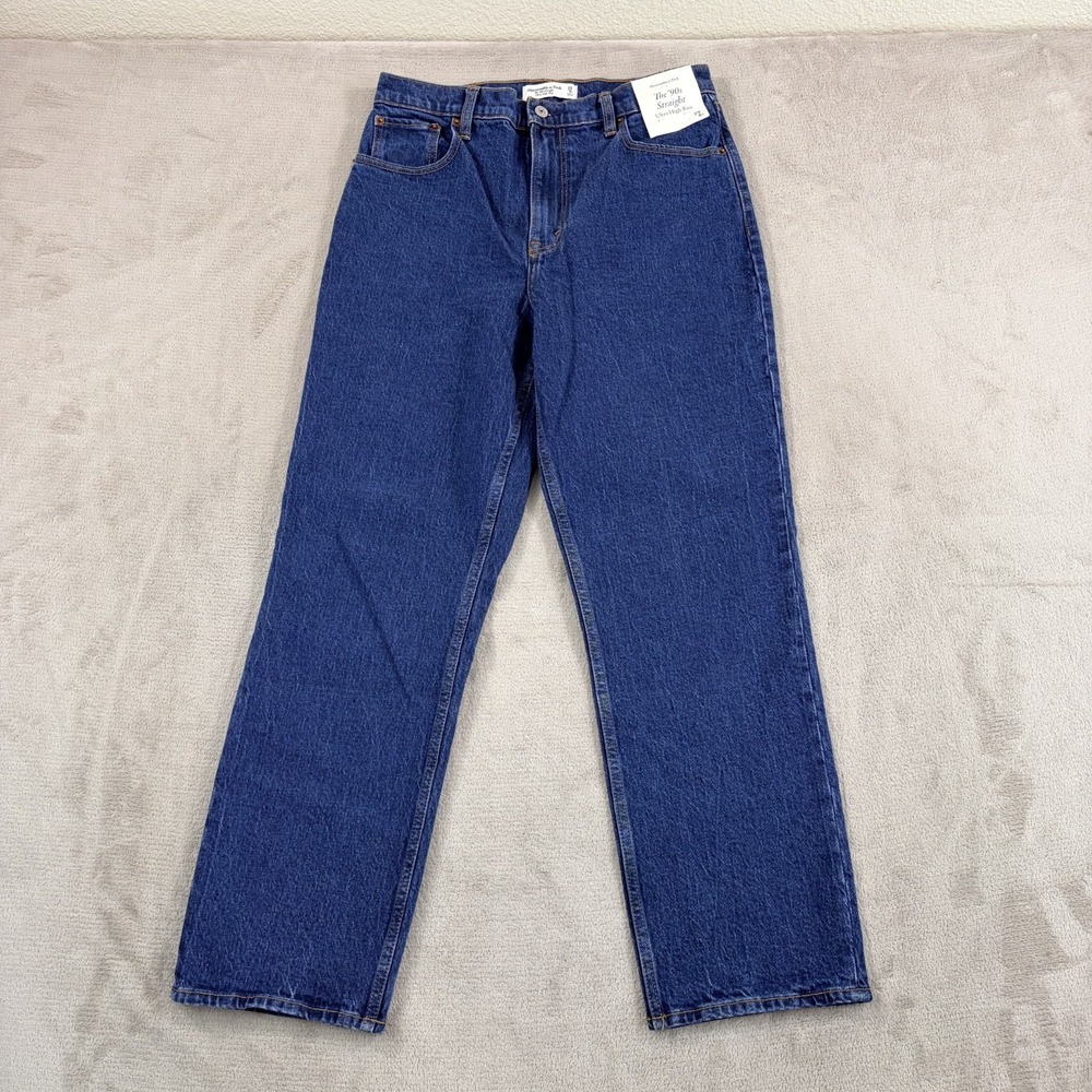 Abercrombie & Fitch The 90's Straight Ultra High Rise Jeans Women 8 Blue NWT